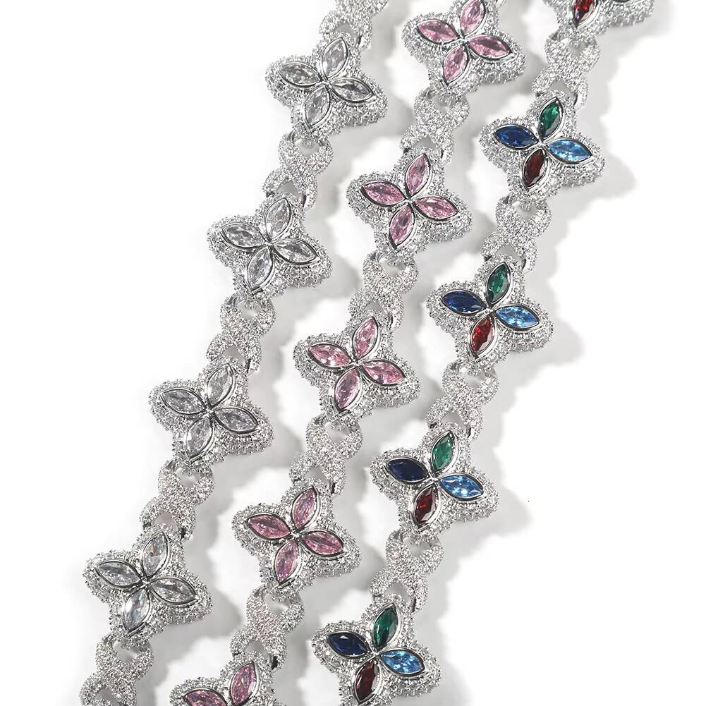 UWIN New Arrival Infinite Chain Bracelet with Blue CZ Clover and Flower Diamond Brass Jewelry for Anniversary