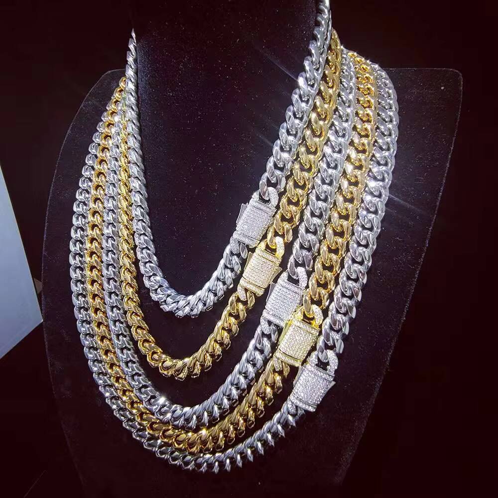 GZYS JEWELRY Wholesale 10mm 12mm High Quality Gold Necklace Miami Cuban Link Chain Stainless Steel 18k Gold Plated Chain