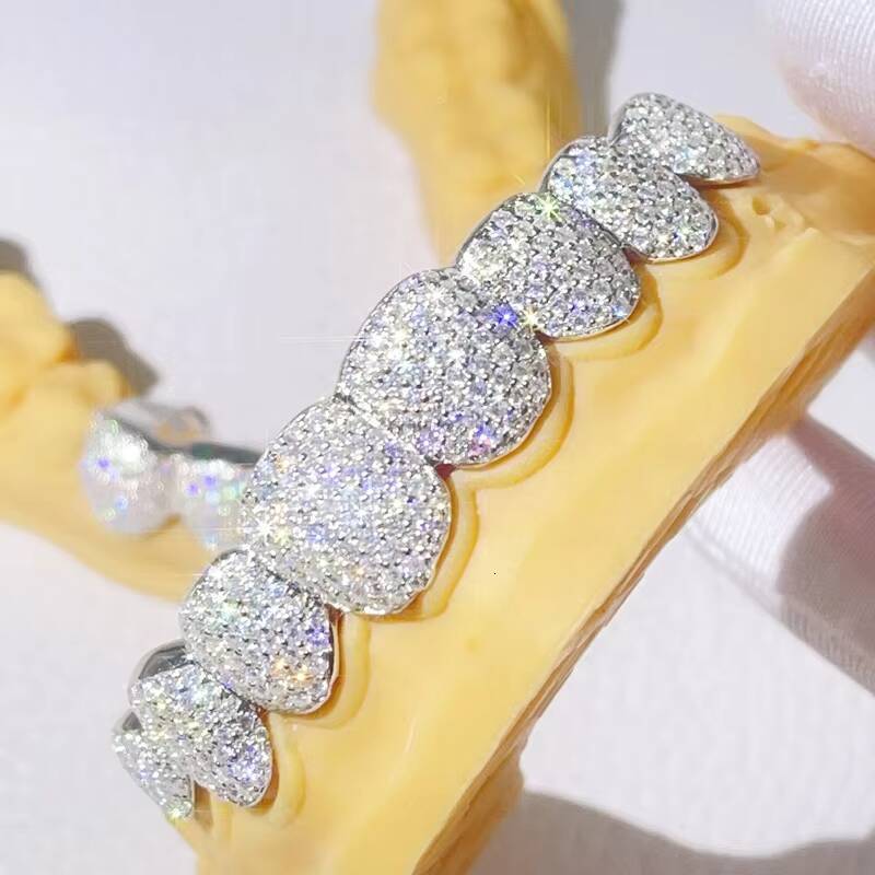 Wuzhou Zuanfa Jewelry Fully Iced Out Rapper Jewelry Custom Made VVS Moissanite Diamond Grillz