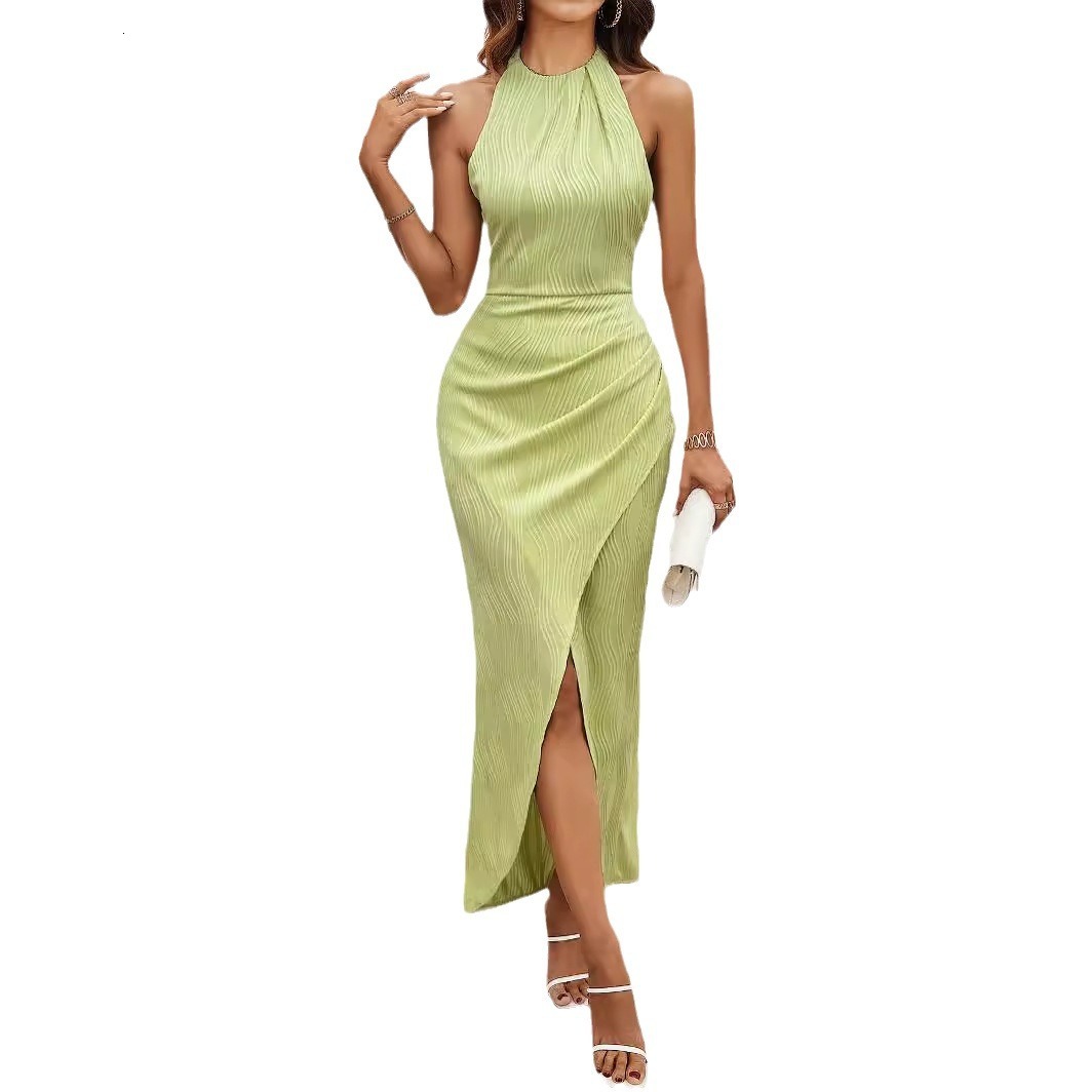 2025 Summer New Womens Dress HighEnd Halter Neck Slim Long Dress
