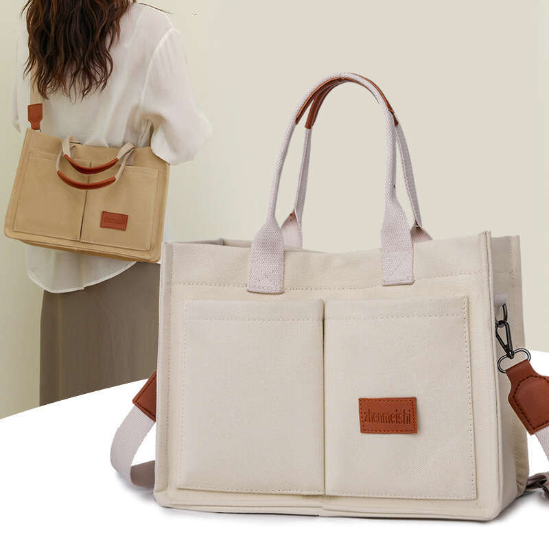Women's New Commuter Ladies Handbag Simple Canvas Tote Large Capacity Casual Shoulder Crossbody Bag for Women