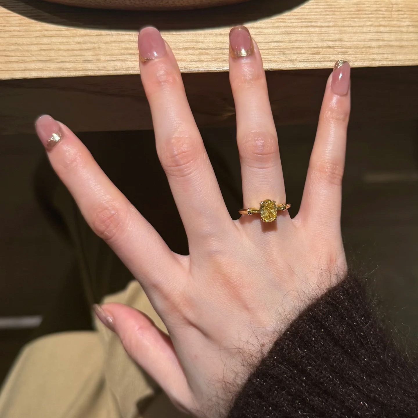 2025 Ins Top Sell Wedding Rings Luxury Jewelry 18K Gold Fill Oval Cut Yellow 5A Cubic Zircon CZ Diamond Gemstones Party Elegant Women Open Ring Adjust