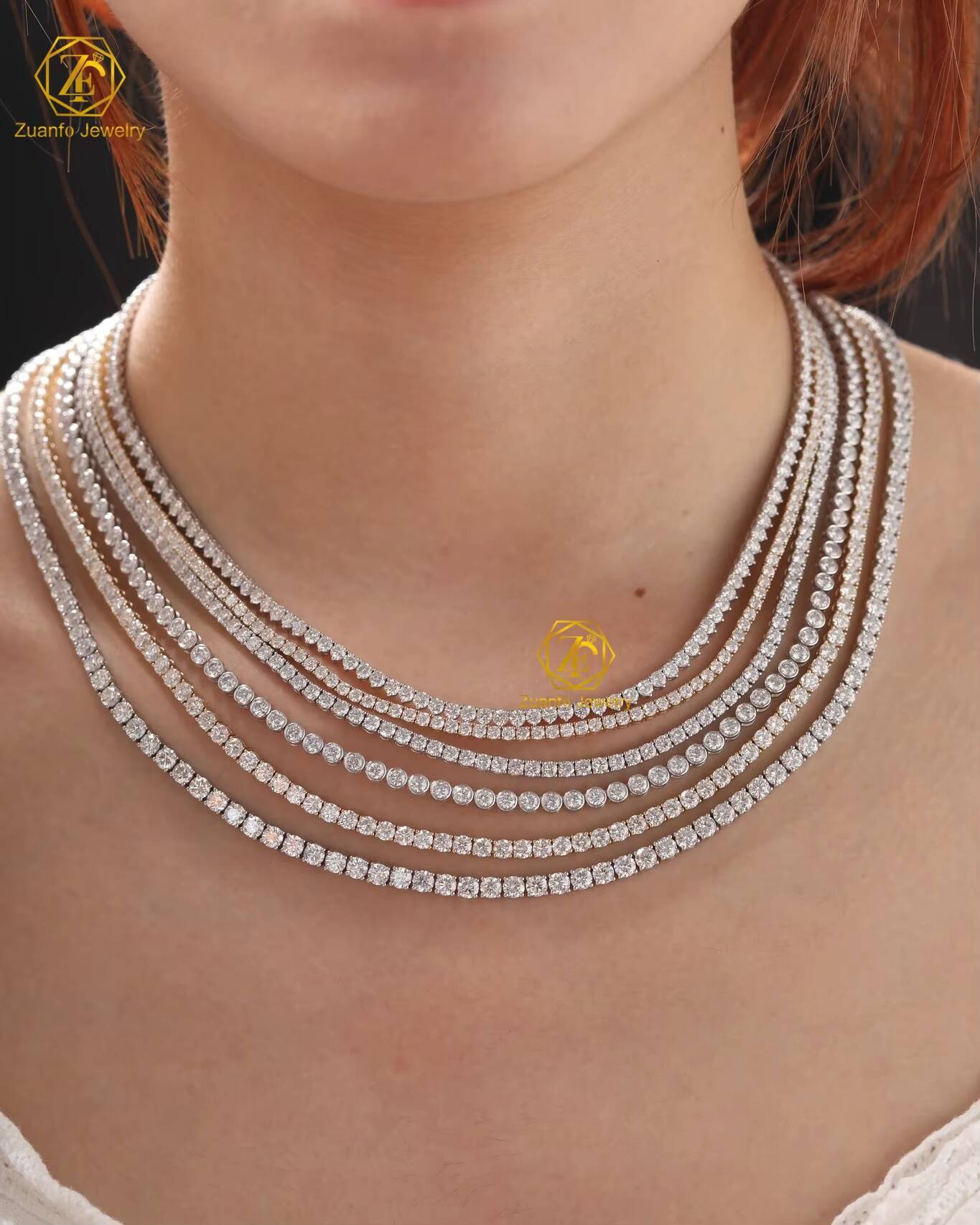 IGI GRC LAB Diamond Necklace D VVS1 VS1 2MM 3MM 4MM 5MM CVD HPHT 18K 14K White Gold Calat LAB Created Diamond Necklace