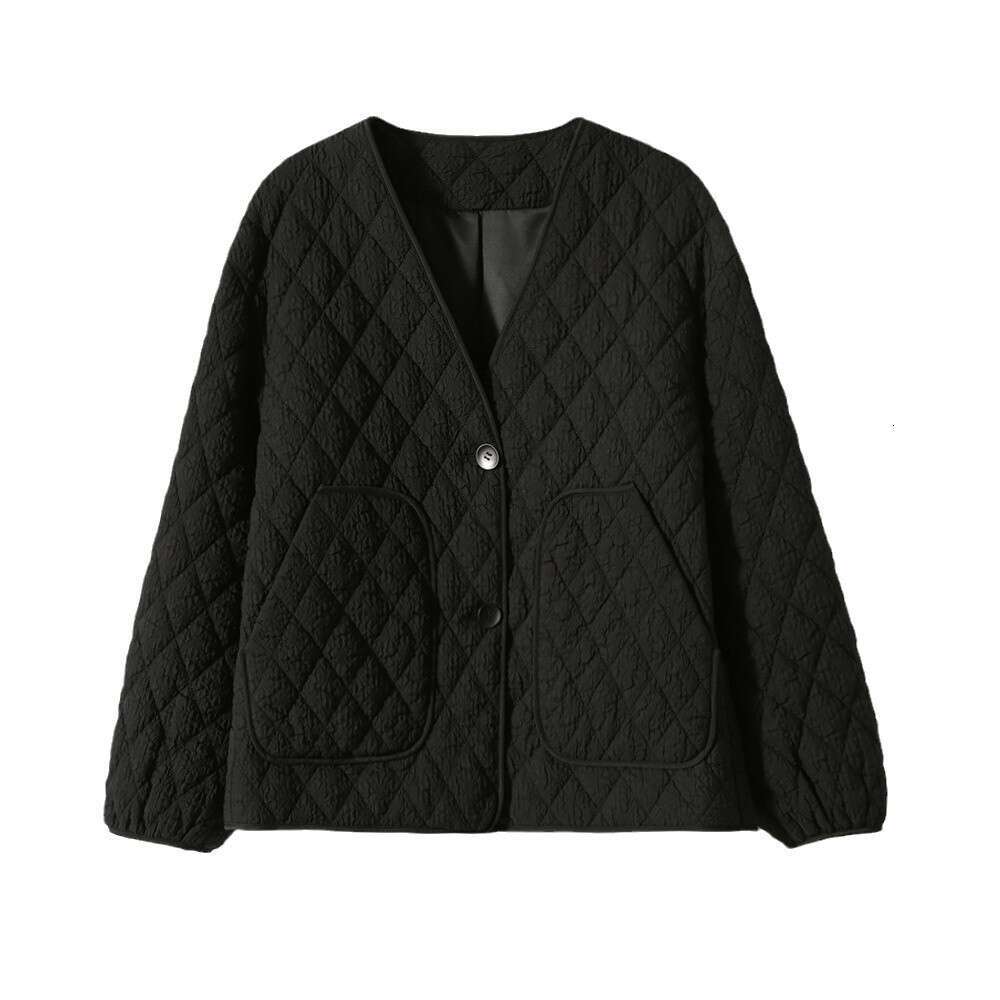 Diamond Grid Layered Casual Versatile Jacket Autumn Winter New Women's Short Long Sleeve Top B5