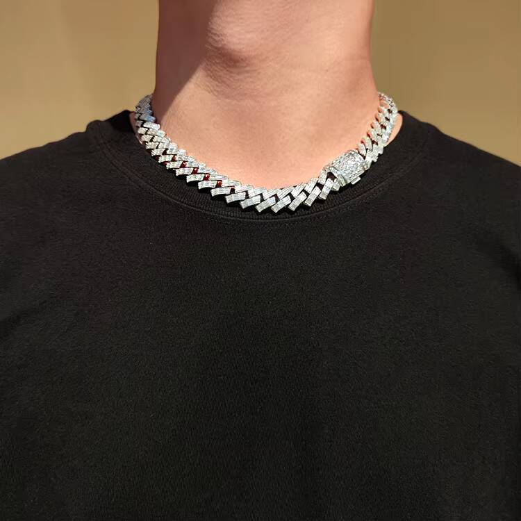 Wholesale White Gold 14MM High Quality Mens Diamond Cuban Link Chain for Men