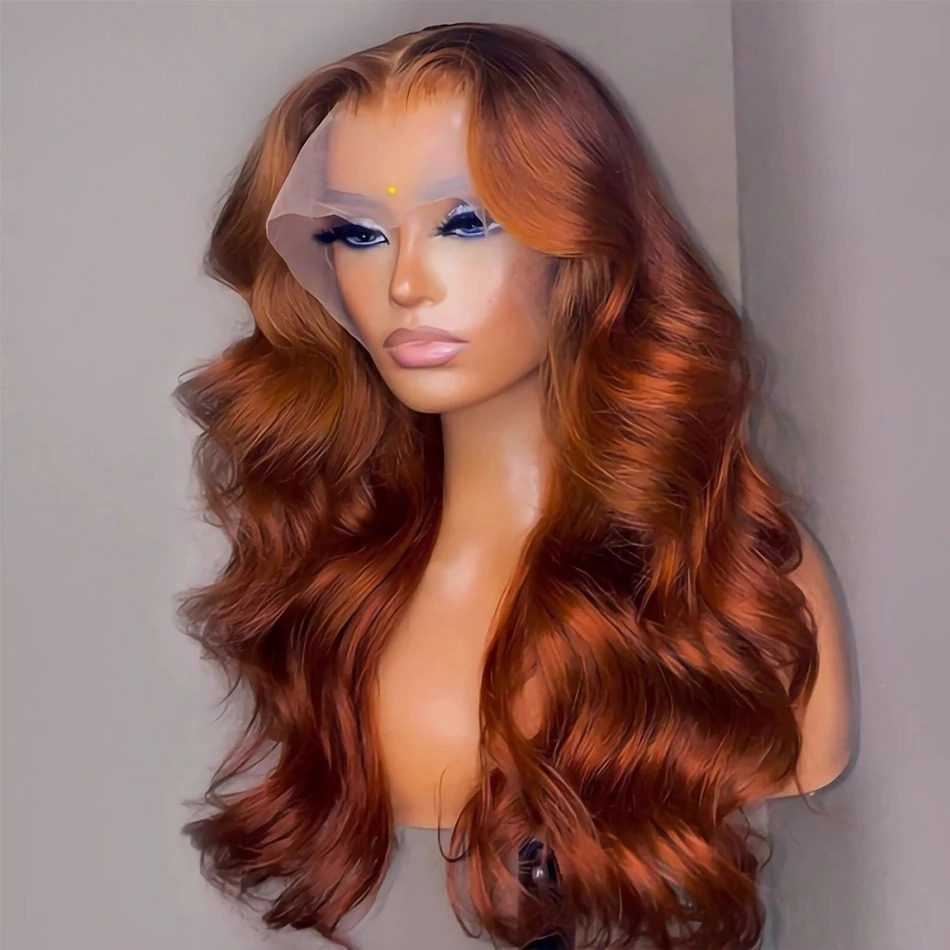 13x6 Reddish Brown Body Wave 360 Full Lace Wig Human Hair Pre Plucked Hd Brazilian water wave 100% Human Hair Wigs for Women Pre Plucked