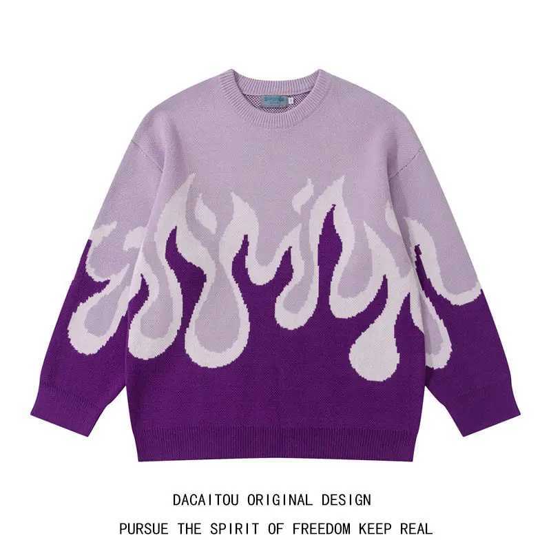 Pullover Sweater Women Fashion Advanced Gradual Flame Sweaters Men And Women Autumn Winter Gentle Lazy Wind Soft Waxy Sweaters Z250905