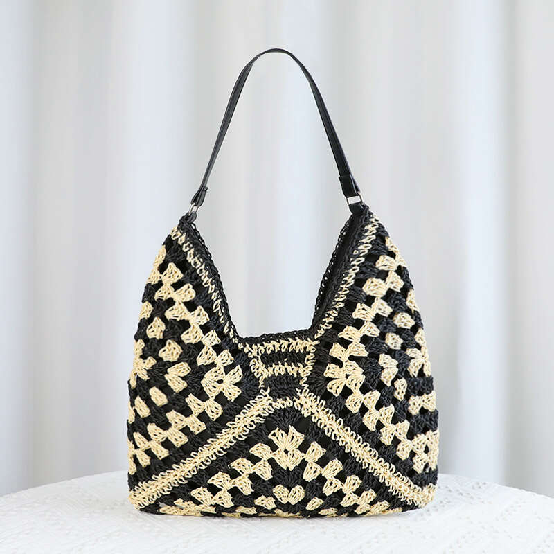 2025 New Woven Fashion Versatile Stylish Single Shoulder Crossbody Handheld Straw Vacation Beach Bag
