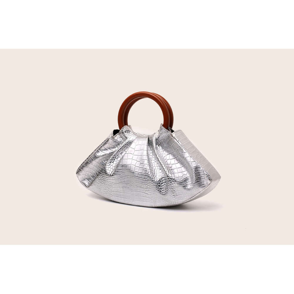 Handbag Pleated Tote Cloud Evening Solid Wood Cute Clutch Women's Bag