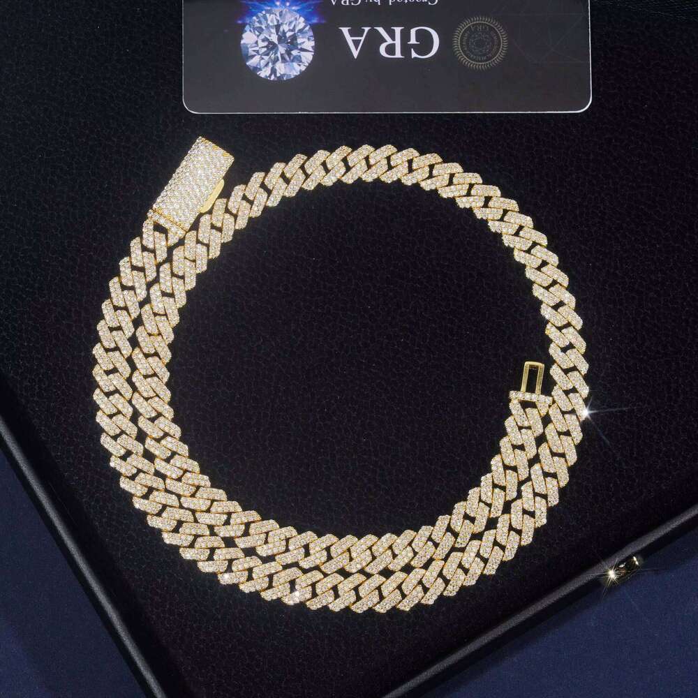 8mm Hip-Hop Style Jewelry - Borosilicate Gemstone - 24K Gold Chain Set with Ice Crystal Cuban Link