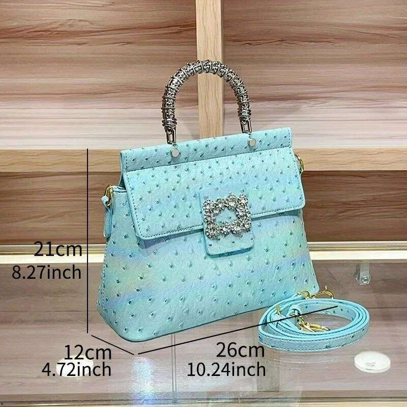 Dia-Encrusted Ostrich Patterned Texture Handbag For Women In 2025, A New Cross-Fashion Single-Shoulder Crossbody Bag