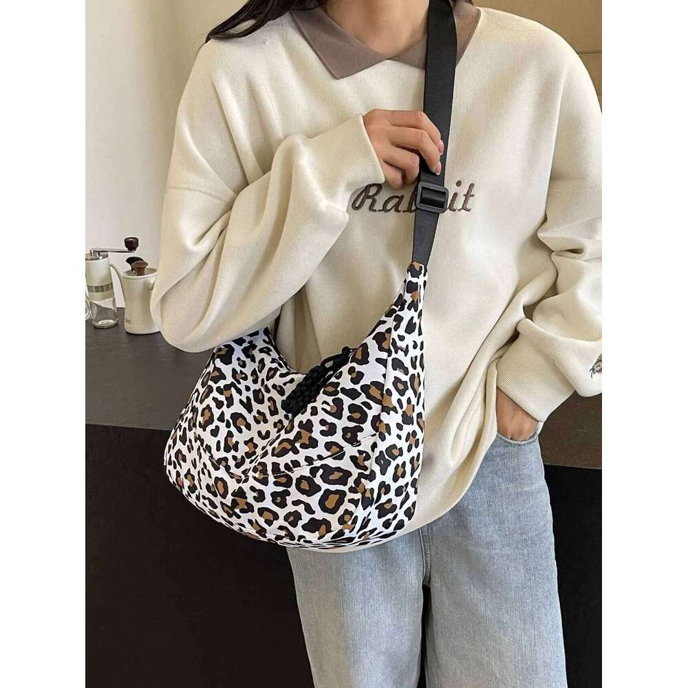 Autumn/Winter Large Capacity Commuter Leopard Print Crossbody Womens Canvas Fashion Casual Shoulder Dumpg Bag
