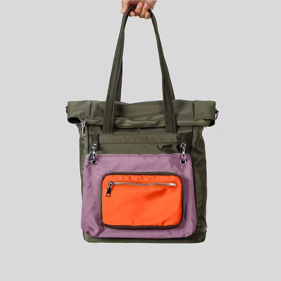 Casual Panelled Large Capacity Tote Bag for Women Detachable Multifunctional Backpacks Waterproof Nylon Outdoor Shoulder BagsSports storage bag