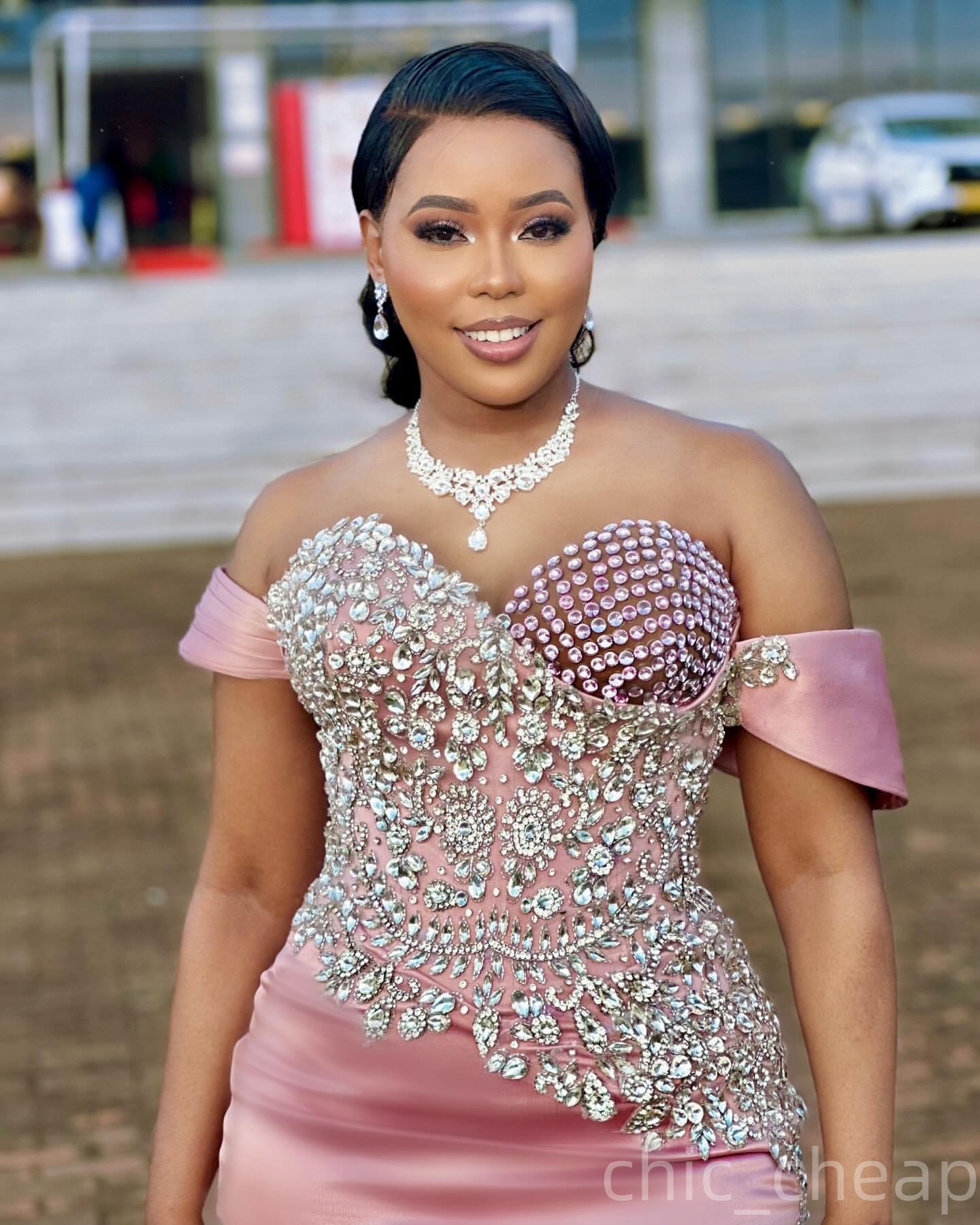 Aso Ebi Mermaid Pink Prom Dresses 2025 Beaded Crystals Satin Sweetheart Evening Formal Party Second Birthday Engagement Gowns Plus Size Dress For Spec