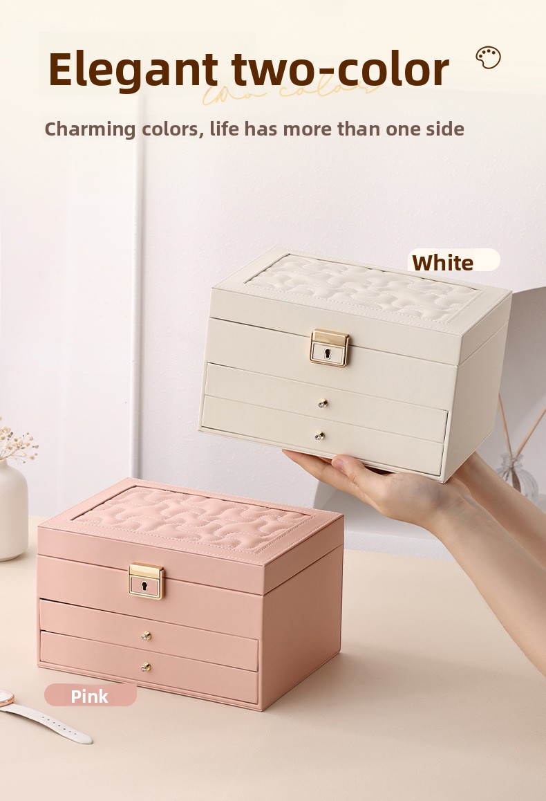 Jewelry Packaging Boxes Exquisite Leather jewelry Storage Box A Multi-Layered Household PU Jewelry Case with Large Capacity and Multi Functionality
