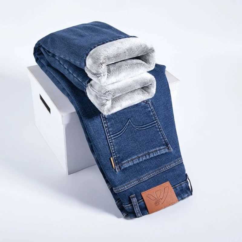 Men Straight Slim Fit Jeans Small Embroidered Trendy Brand Jeans Casual Occasions Cotton Material Plush Plushmens Jeans W250905