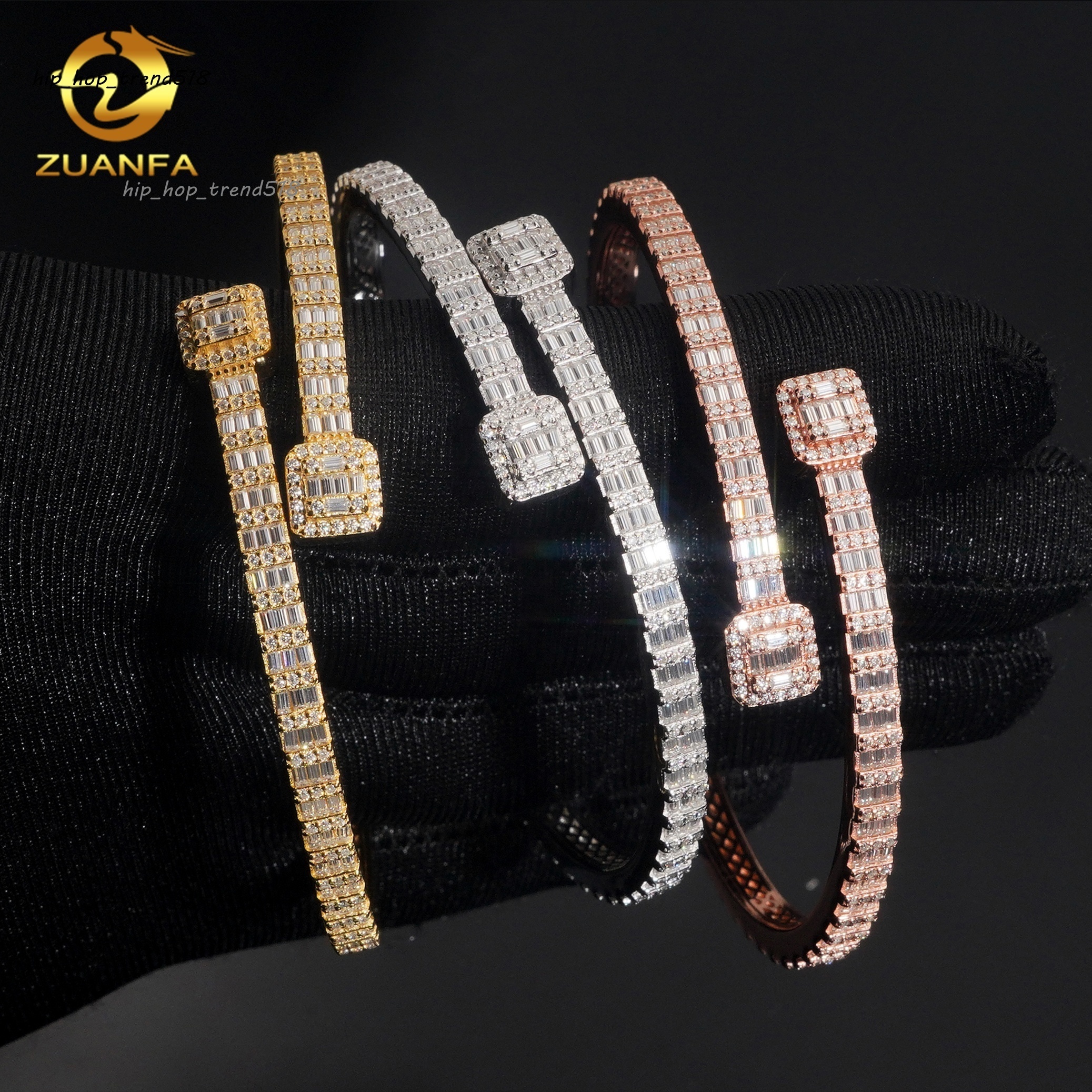 Fine Jewelry Small Bracelet Silver 925 Iced Out Vvs Diamond Hip Hop Vvs Moissanite Bangles