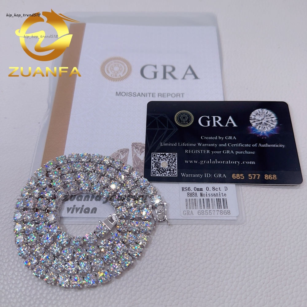 Pass Diamond Tester 18k Gold Plated 925 Silver Tennis Necklace Vvs Moissanite Tennis Chain