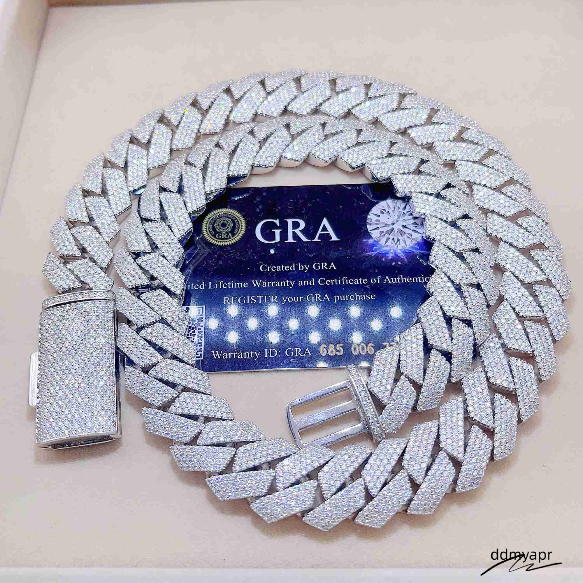 Iced Out Pass Dia Tester Sterling Sier Necklace Vvs Moissanite Cuban Link ddmydec Chain ddmydec