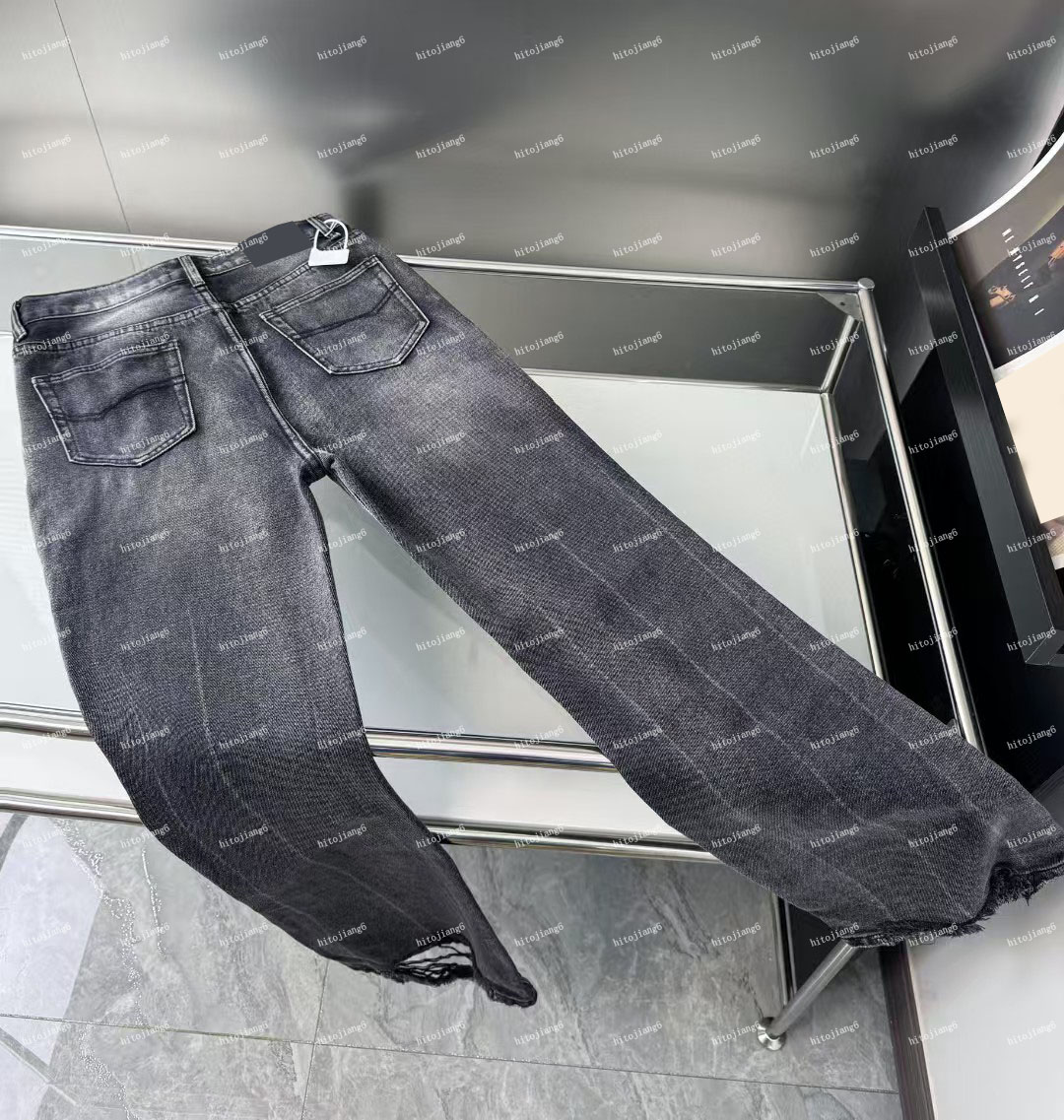 Men'sJeans Spring Vintage Ripped Jeans Clothes Fashion Trousers Cross Splicing Streetwear Straight Baggy Trousers Pants For Men 167