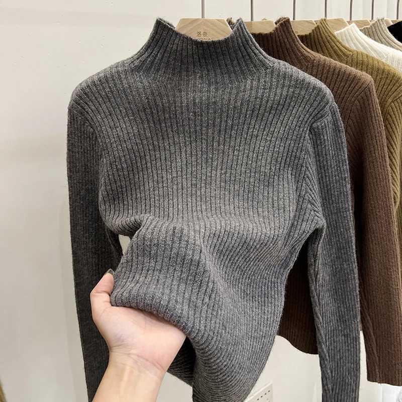 2025 Women Autumn Winter Solid Color Base Layer Top Warm Knitted Turtleneck Sweater Korean Style Long Sleeves Versatile Pullover Z250905