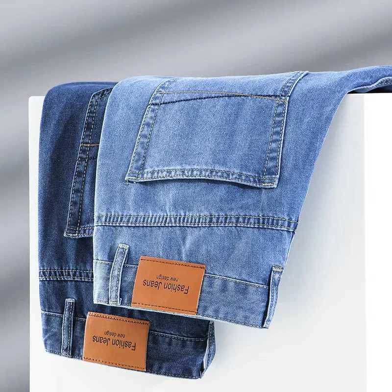 00 Cotton Mens Brand Thin Business Jeans Straight Slim Classic Male Trousers Fashion Casual Breathable Summer Denim Pants W250905
