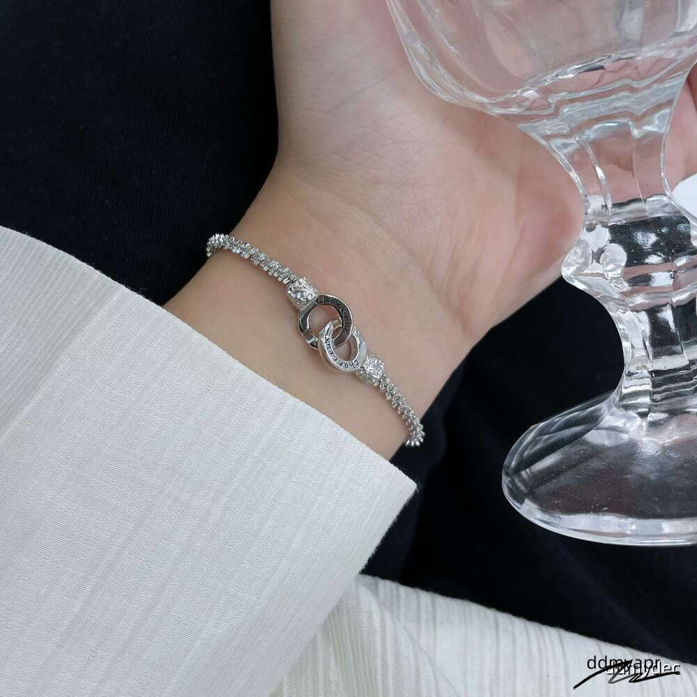 Collections New Sparkling ddmydec Starry Sky Double Ring Lock Letter Bracelet Elegant Simple Light Niche Exquisite ddmydec