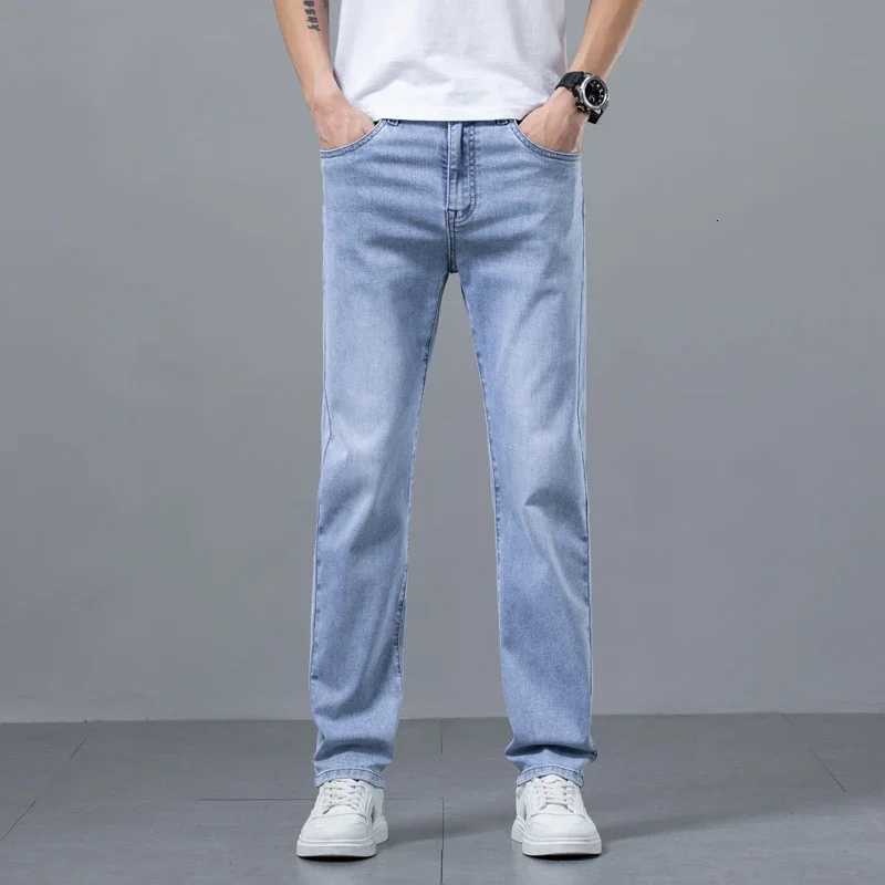 Mens New Business Straight Jeans Stretch Breathable Soft Spring Summer Casual Denim Trousers Korean Fashion Classic Male Pants W250905