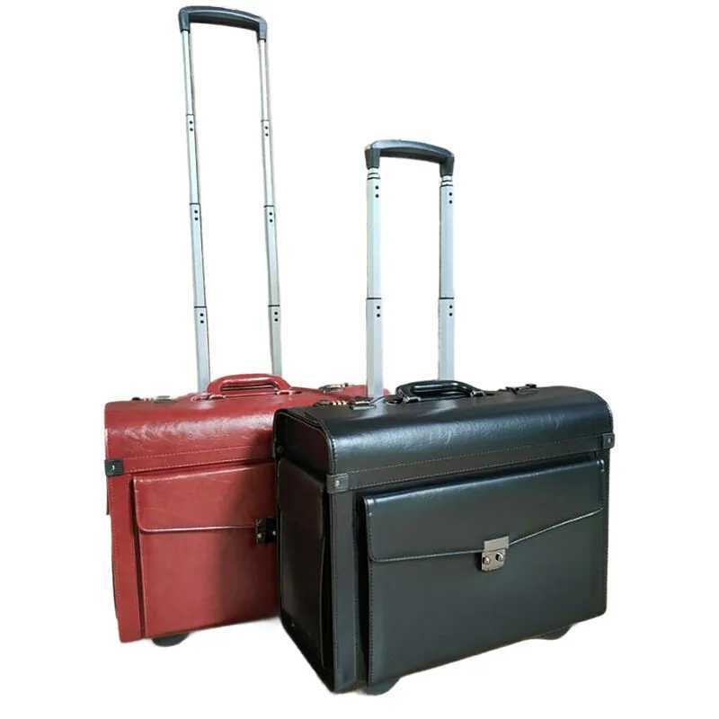 18 Inch Black Brown Pilot Hand Luggage LAWyer Spinner Cabin Carry on Trolley Travel Bag For Business Z250905