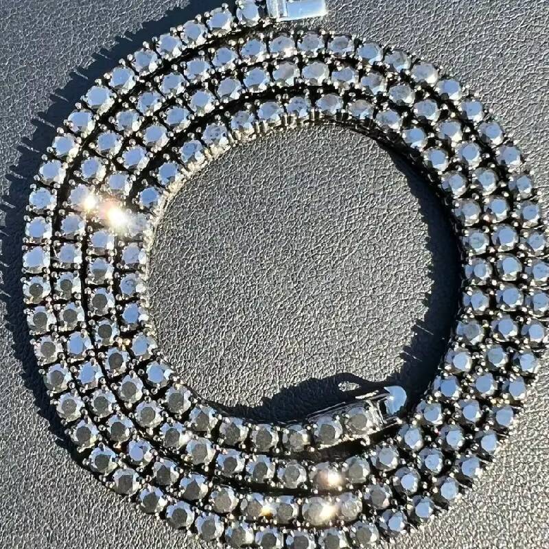 Hip Hop Iced Out D Color White VVS 925 Sterling Silver 4mm 1618 Inches Moissanite Diamond Tennis Chain Necklace Jewelry