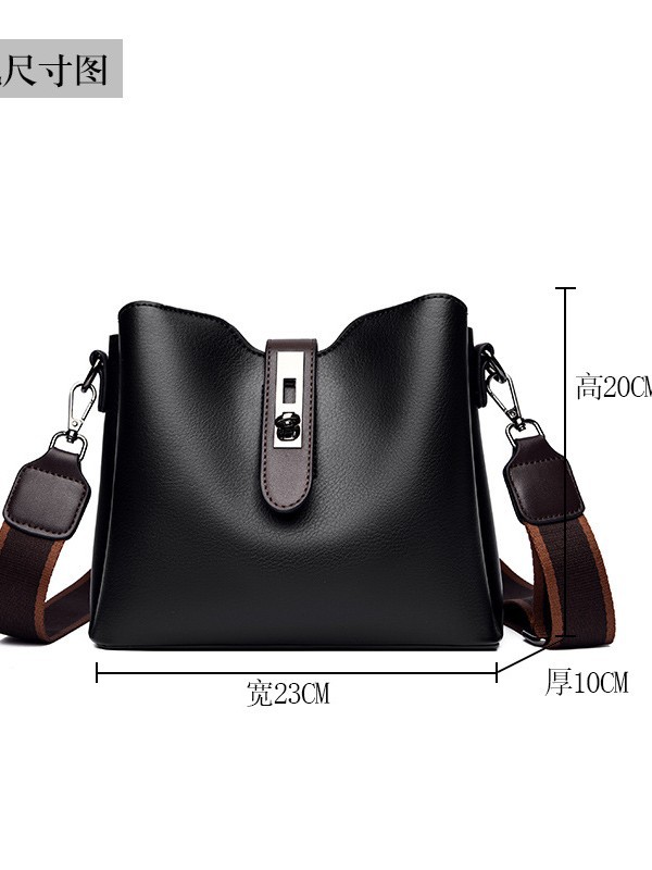 2025 Vintage Minimalist Lightweight Crossbody Large Capacity Stylish Women's Shoulder Elegant Wide-Strap Handbag Bucket Bag