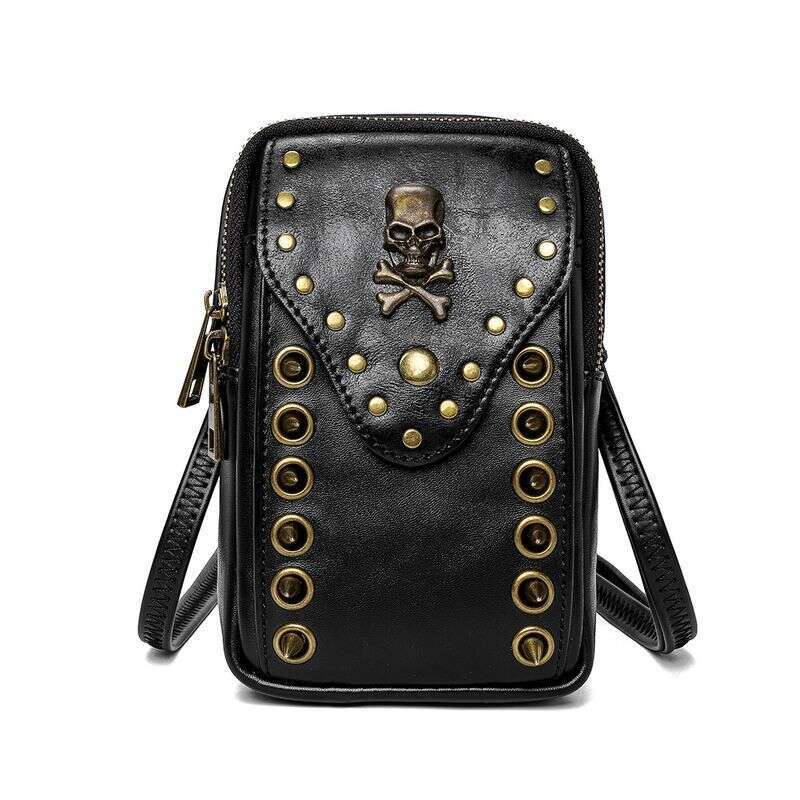 Chongsukei New Women's Shoulder Skull Rivet Outdoor Phone Bag With Personalized And Versatile Design