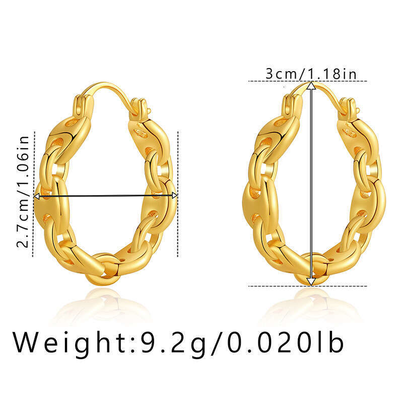 Minimalist interlocking hollowed-out chain design ear loops, European and American fashionable OL ear loops