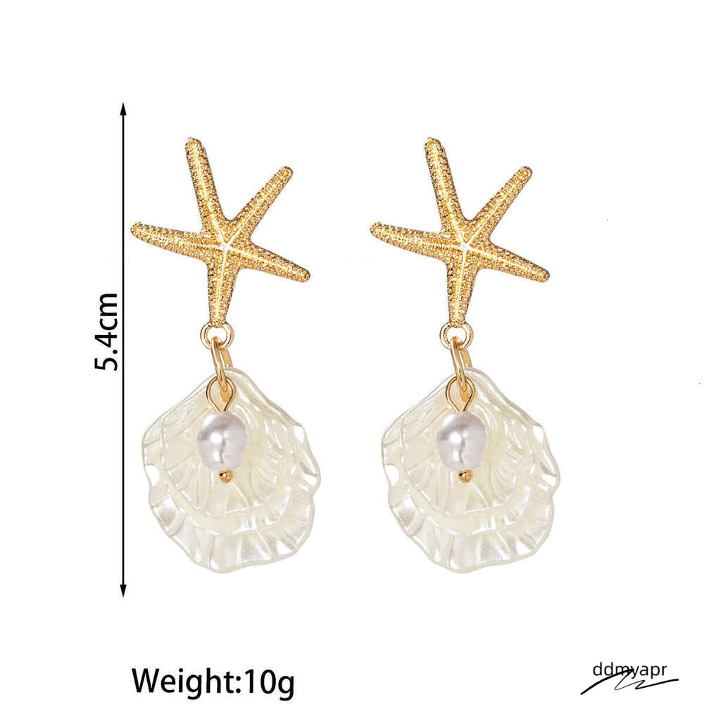 Dhcollections Beach - Starfish & Shell Dangle Earrings With Faux Pearls | Summer Vacation Jewelry For ddmyday Women (2 Styles) ddmyday ddmyday