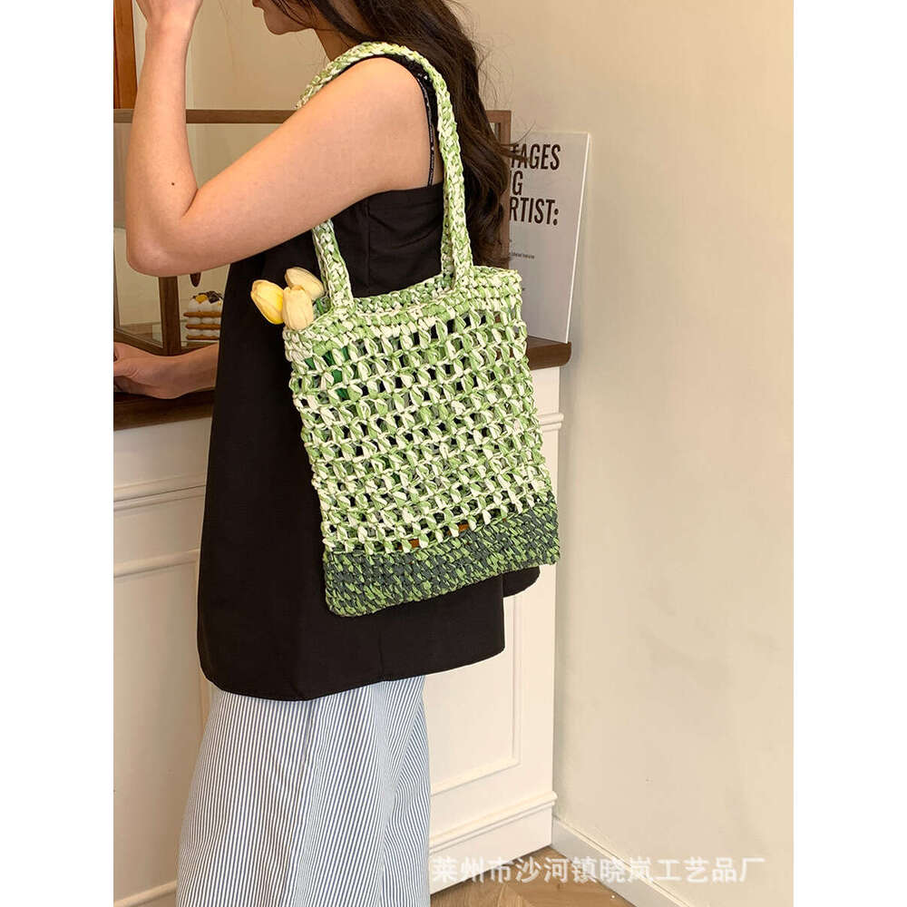 2025 New Simple Single Shoulder for Women, Hollow Crochet Straw Bag, Woven Handbag, Beach Vacation Women's Bag