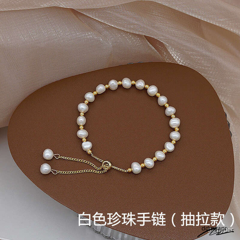 Dhcollections Natural Freshwater Jade For Women Fashion Simple Elegant Pull-String Pink ddmydec Pearl Bracelet Jewelry ddmydec