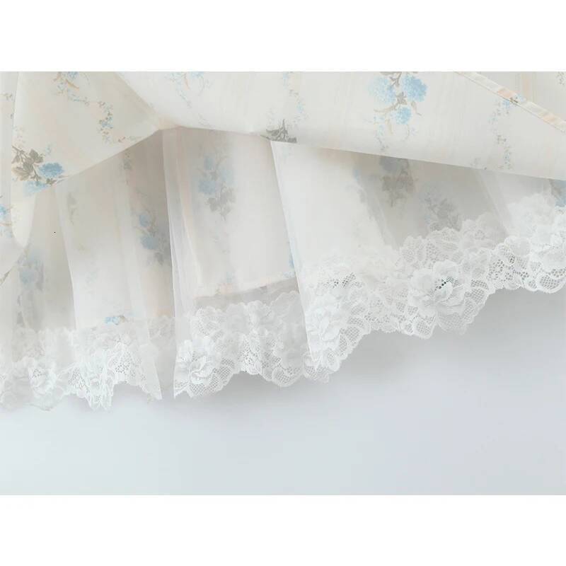 2025 New Fashion Women's A-line Midi Elegant Party Skirt Sexy Wide Shoulder design Strap Lace Splicing Festival Summer Printed Dress Designer Clo