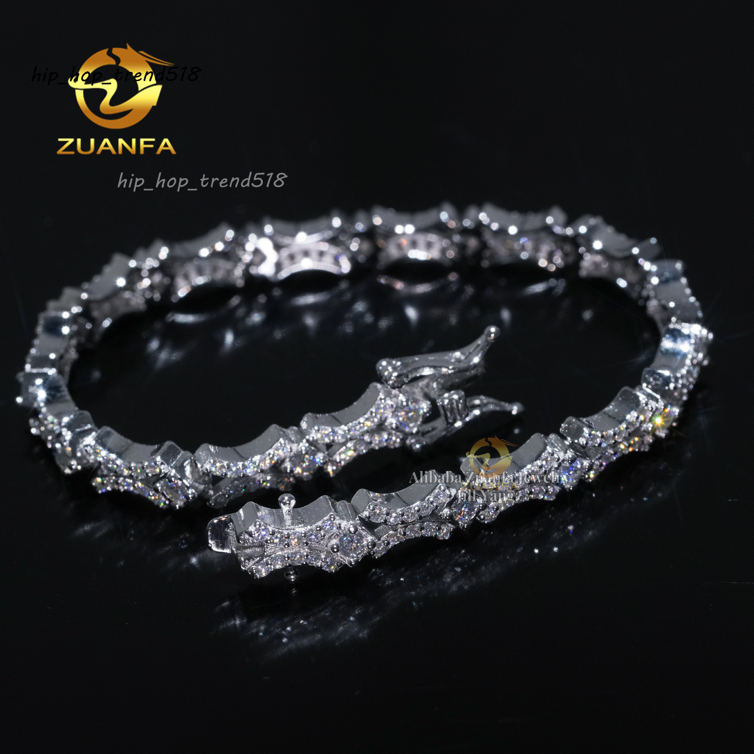 X Shape Bracelet 6mm Moissanite Tiny Cuban Chain Moissanite Bracelet Gift Idea Hip Hop Jewelry for Girl