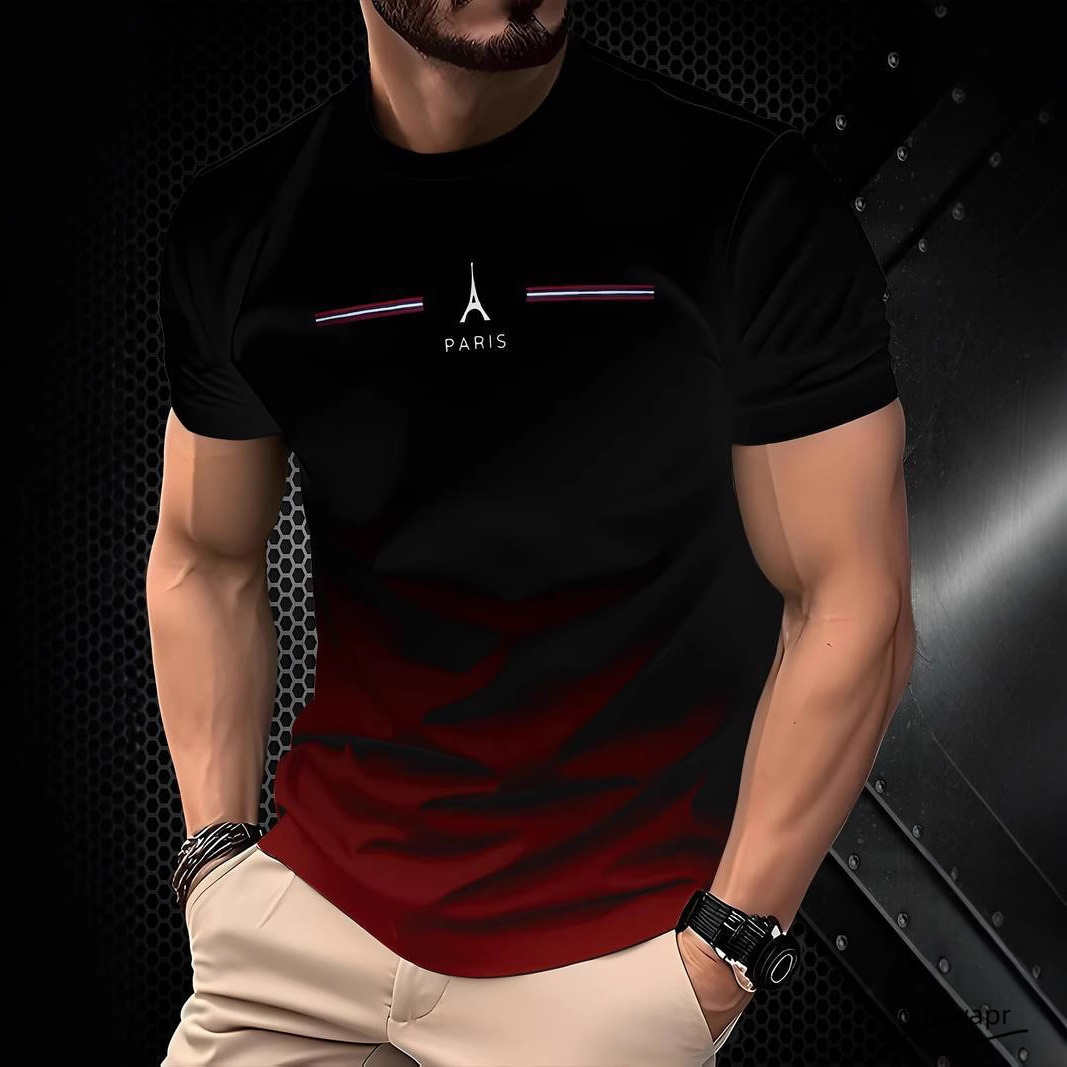 3D Digital Color Gradient Printing Mens T-Shirt Ddmydec Summer American Round Neck Top 250710 Ddmydec Ddmydec Ddmydec Ddmydec