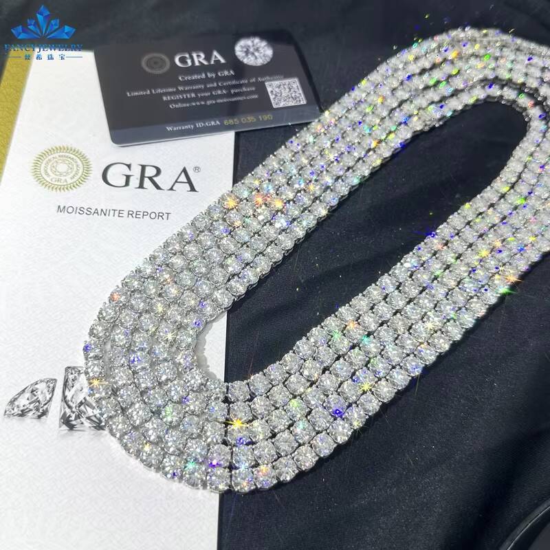 Fast Delivery High Quality Moissanite Tennis Chain 2mm 3mm 4mm 5mm 65mm Shining Brightly D VVS Moissanite Women Men Necklace