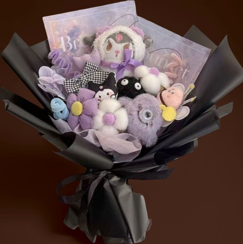 Sanrio Birthday gift for a girl, children's cartoon flower bouquet, Cinnamon Dog, Kuroi, Pouch Dog, for best friend, graduation, Children's 