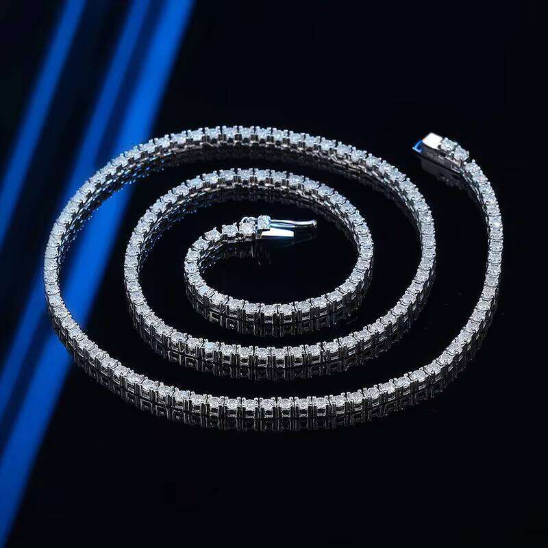0.3ct MOISSANITE Chain Iced Out Chains Sterling Sier 2mm Stone Tennis Necklace