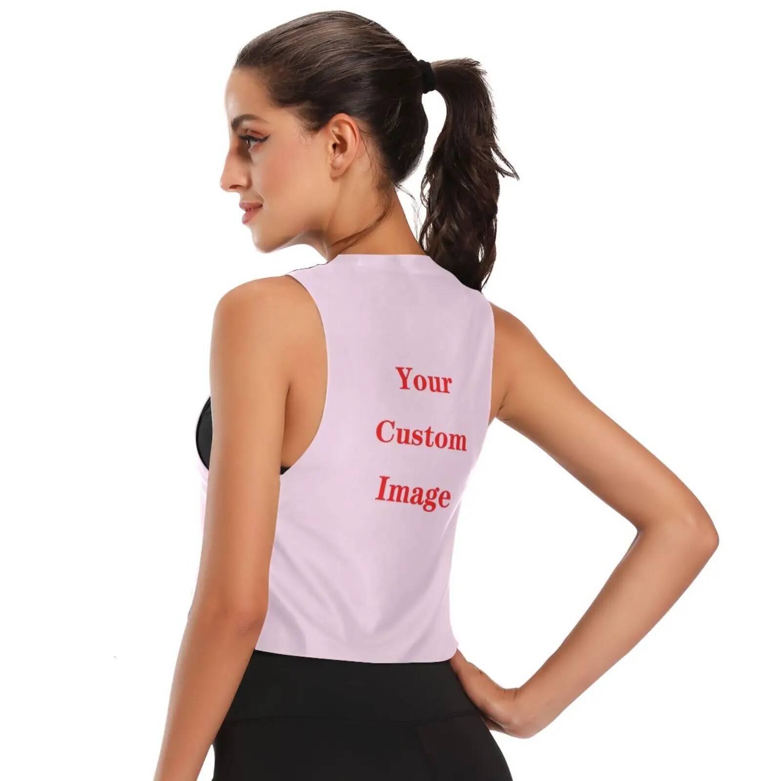Gym Women's Sports Ice silk Custom images Backless Shirts Sleeveless Yoga Tops Fiess Running Quick Dry Tank Crop Top
