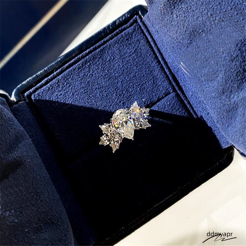 Ins Spakrling Handmade Sweet Cute Wedding Ring Jewelry Sterling Sier Water ddmyday Drop 5A Zircon CZ Dia Gemstonens Women Engagement Band Rings Gift d