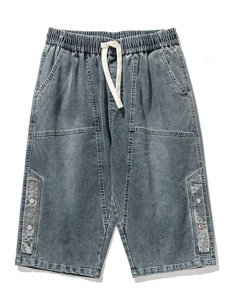 8XL Summer Mens Jeans Denim Breeches CalfLength Casual Shorts Washed Cotton Drawstring Straight Capris Pants Big Size W250905