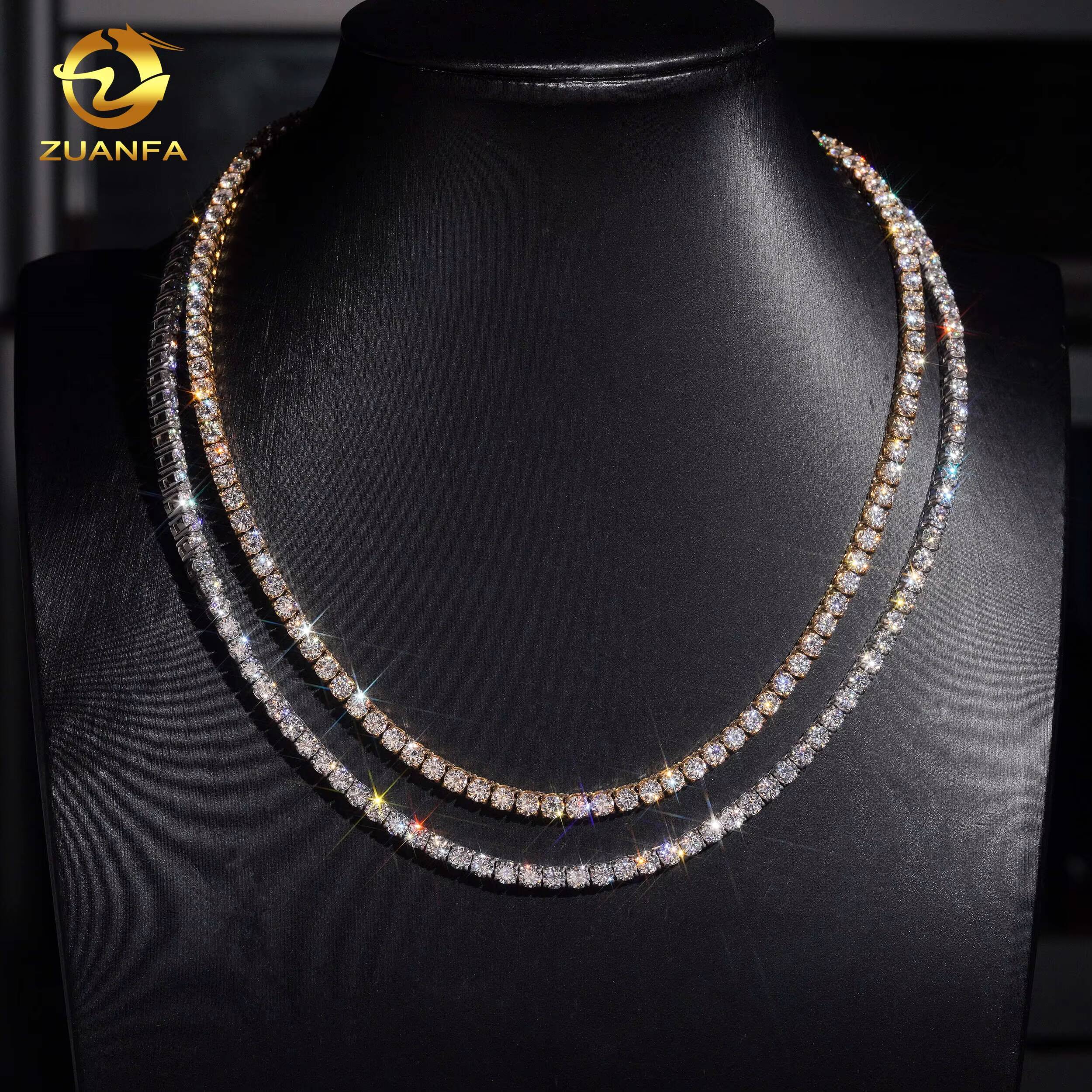High Quality VVS Moissanite Necklace 4mm Bracelet Hip Hop Moissanite Jewelry Iced Out Diamond 316L Stainless Steel Tennis Chain