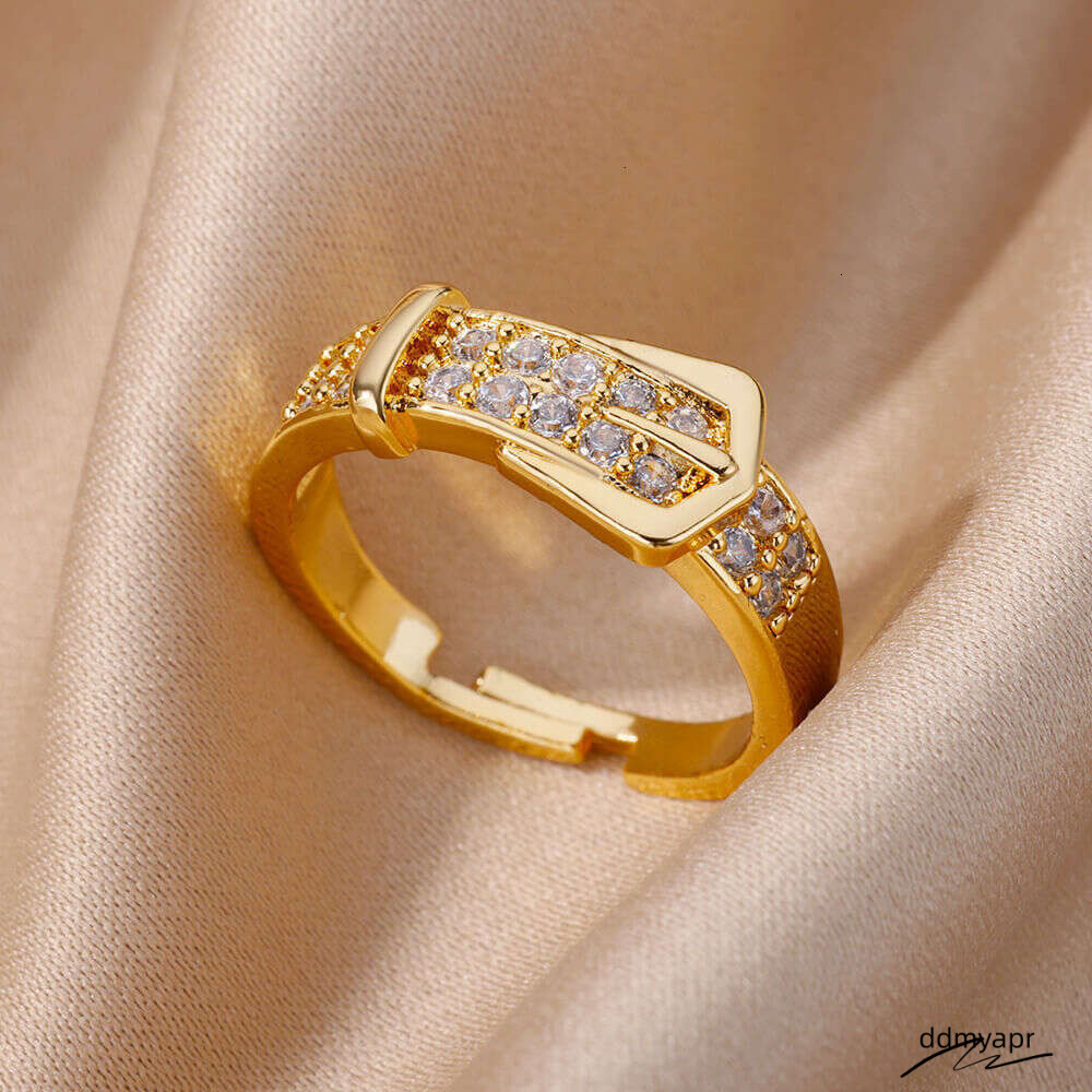 Collections European-Style Gold Buckle Ddmydec Ring Adjustable Plated Crystal Band For Women Ddmydec
