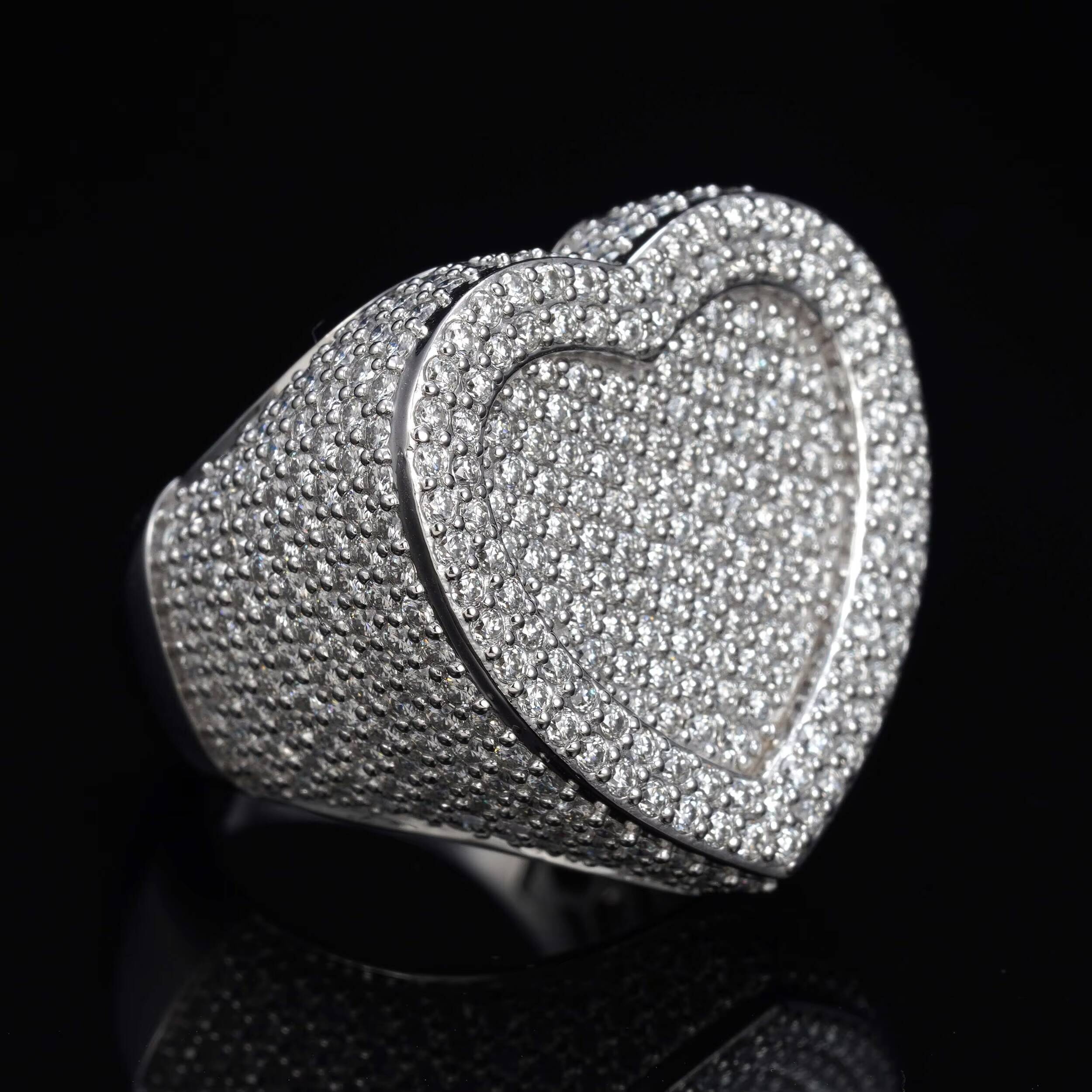 GRA Pass Diamond Tester Real Gold 10K White Gold Heart Shaped VVS Moissanite Men Ring