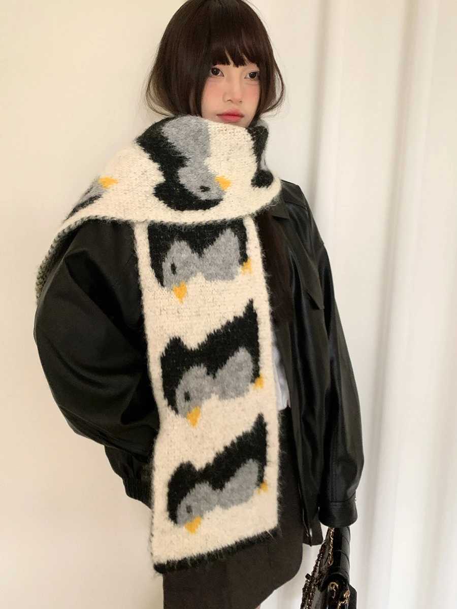 Cute Cartoon Knitted Little Penguin Scarf For Women Containing Wool Warm And Thickened Neck ProtectionXJ250905