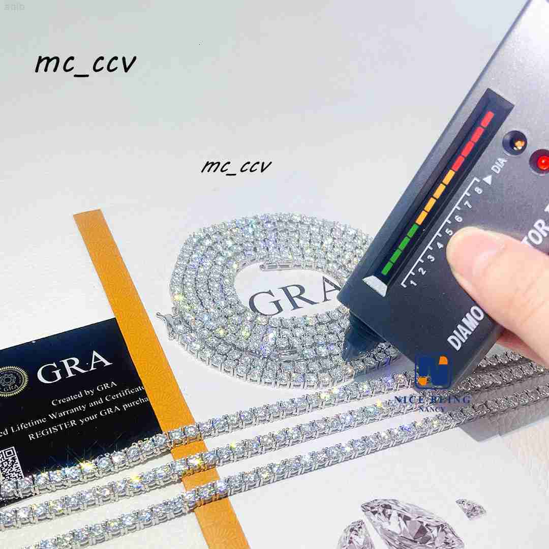 Full Size Pass Diamond Tester Iced Out Moissanite Diamond Hip Hop Jewelry Tennis Chain 925 Silver Tennis Necklace Bracelet
